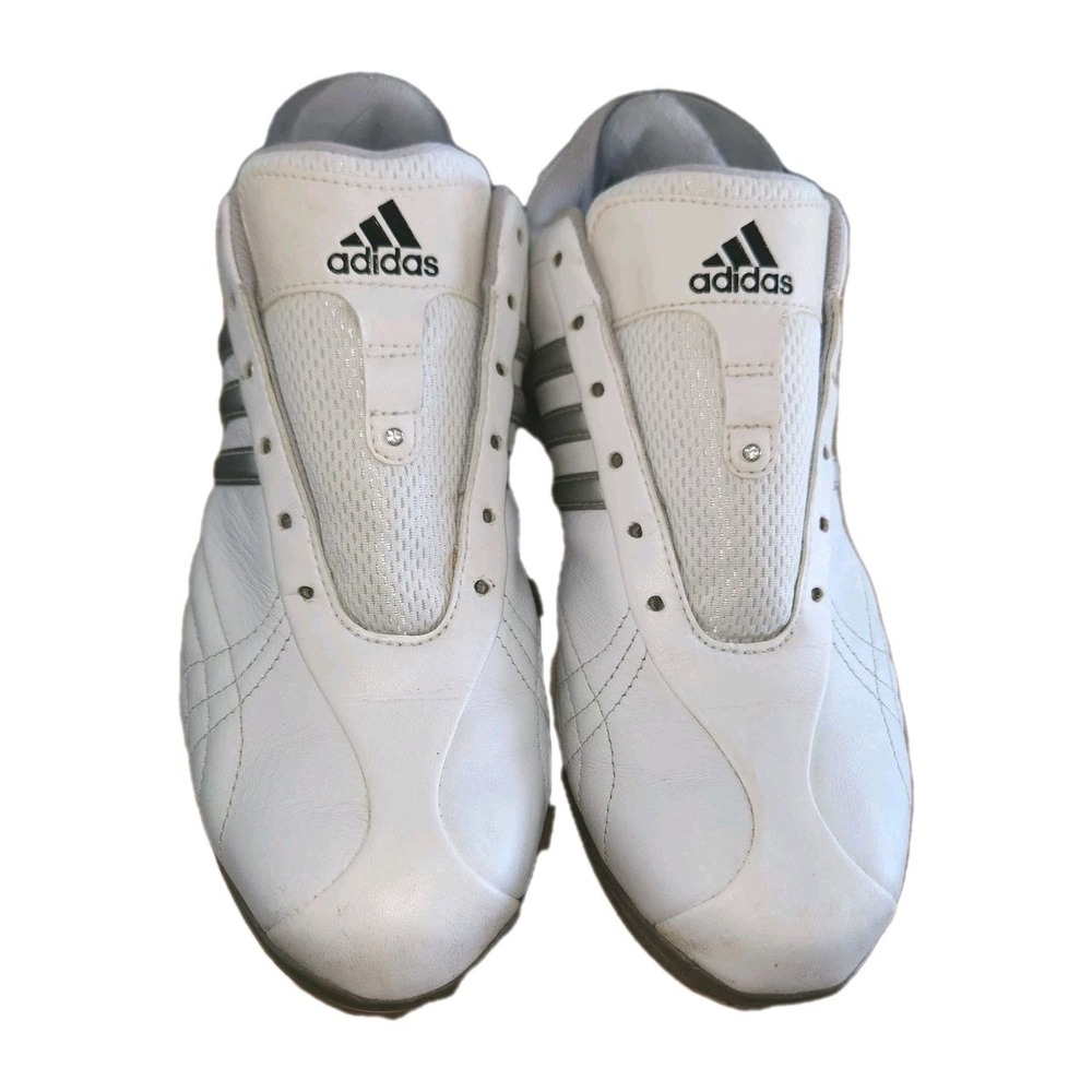 Adidas‎ Women's Fitfoam Traxion Golf Shoes Silver White Size 8 CLEATS BROKEN